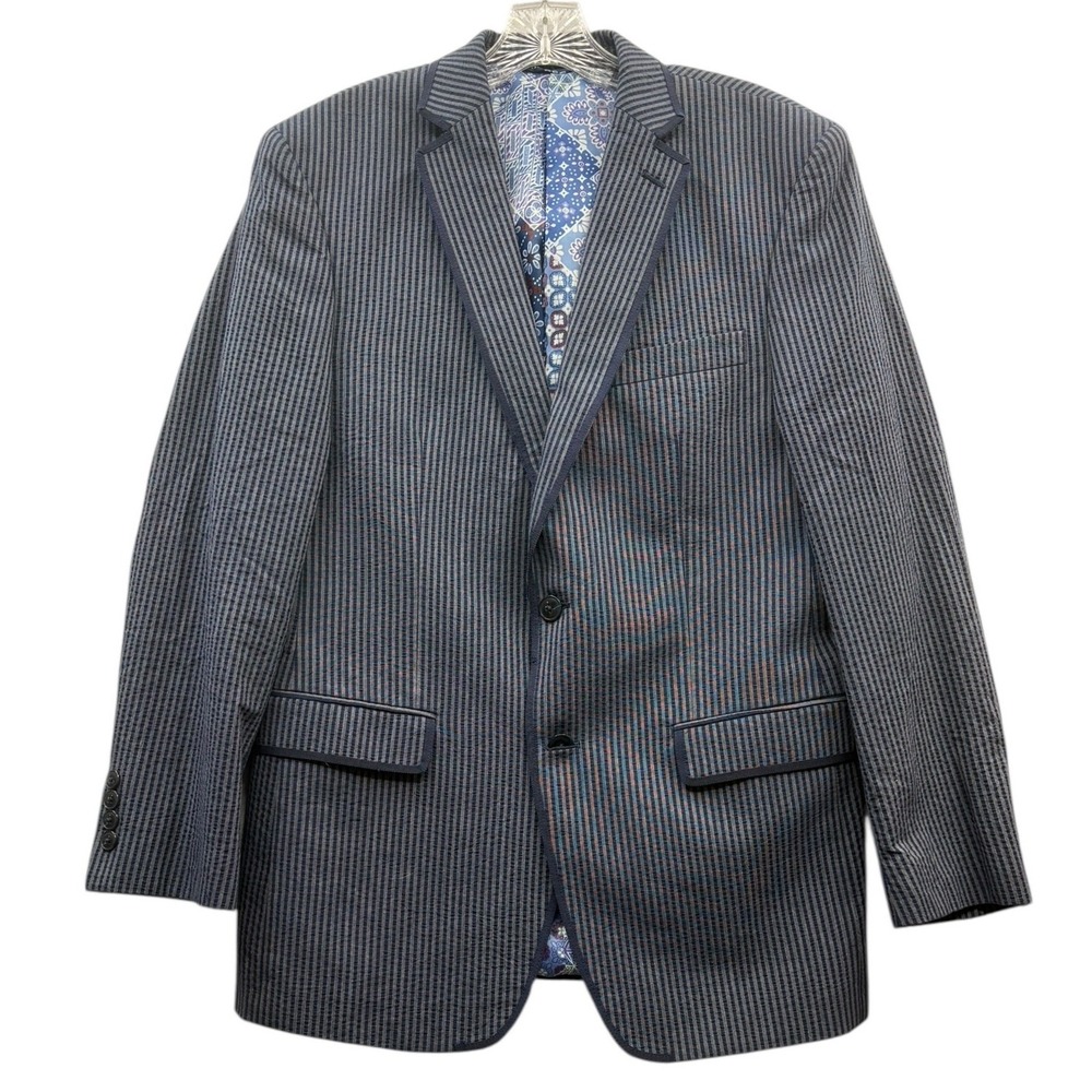 VAN HEUSEN Men's Preppy Blue Striped Cotton Blazer Sport‎ Coat Workwear 38R